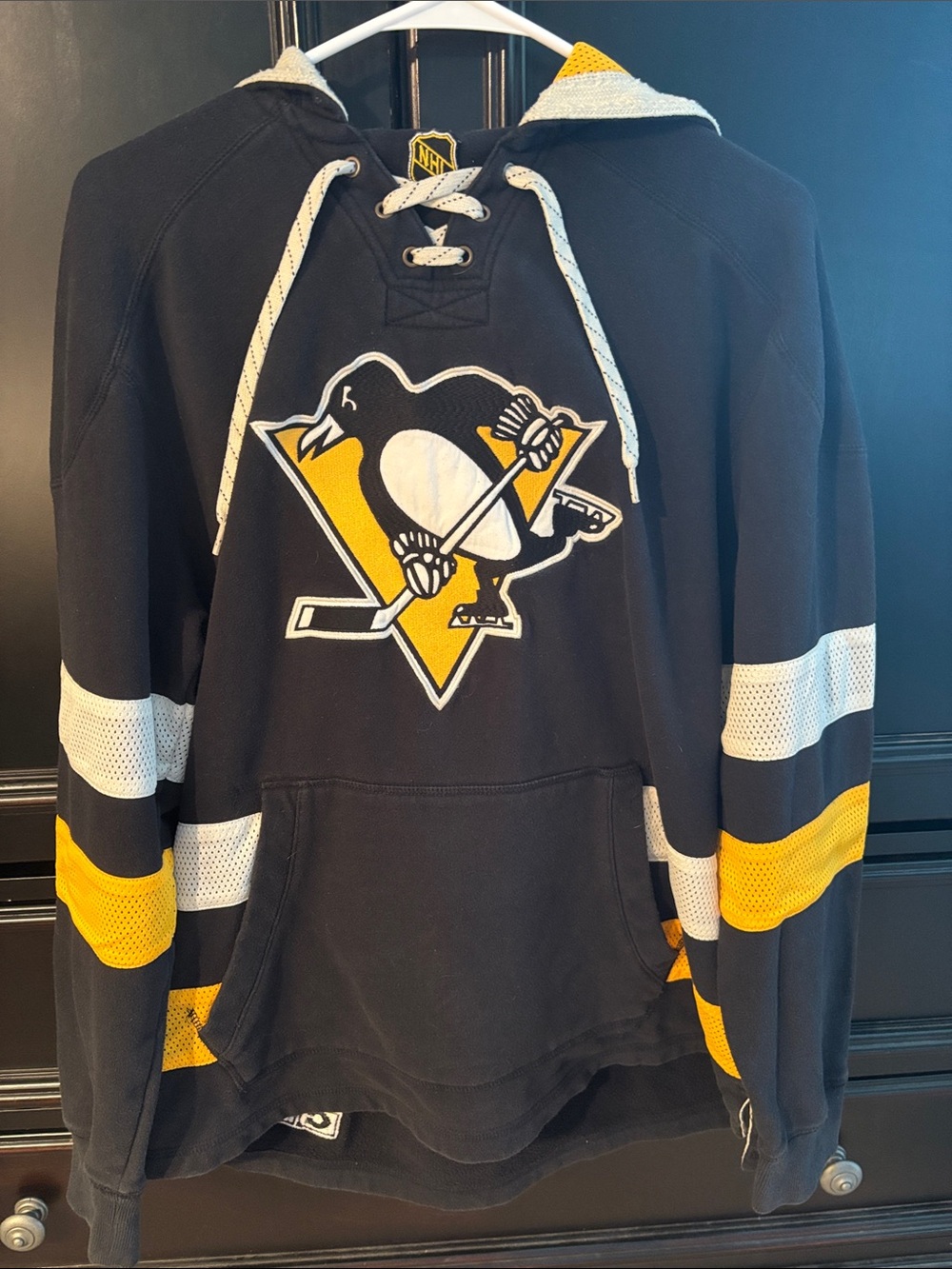 Black & Gold Lace-Up Hoodie Sweater
